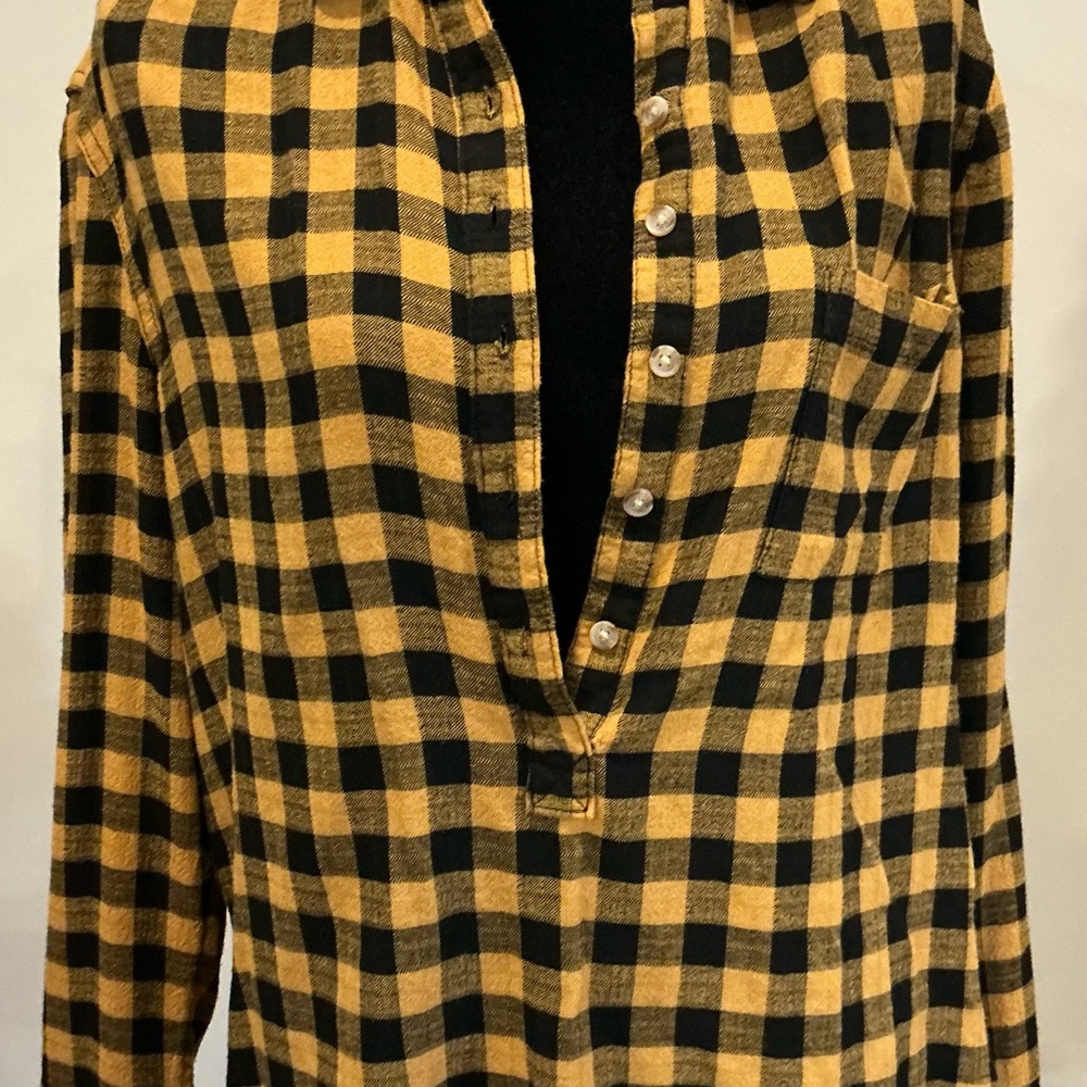beachlunchlounge Mustard and Black Plaid Men's Shirt